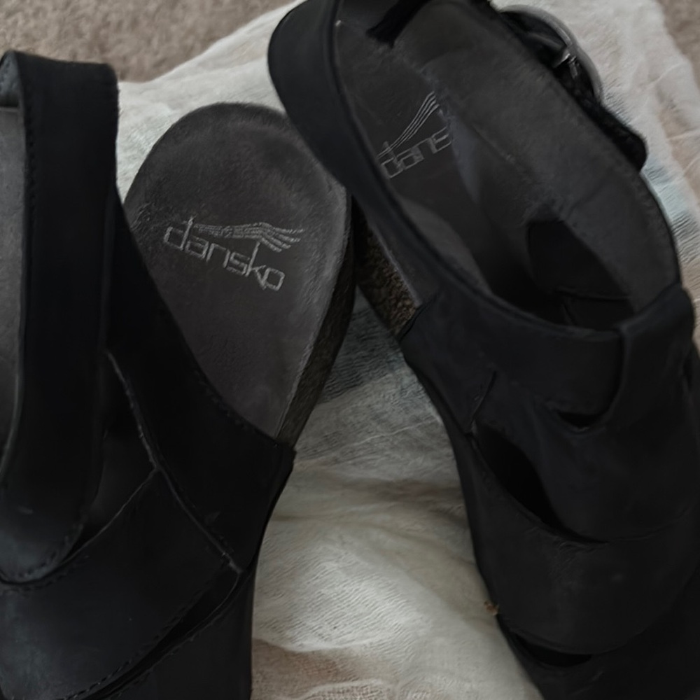 Dansko Black Leather Mules
